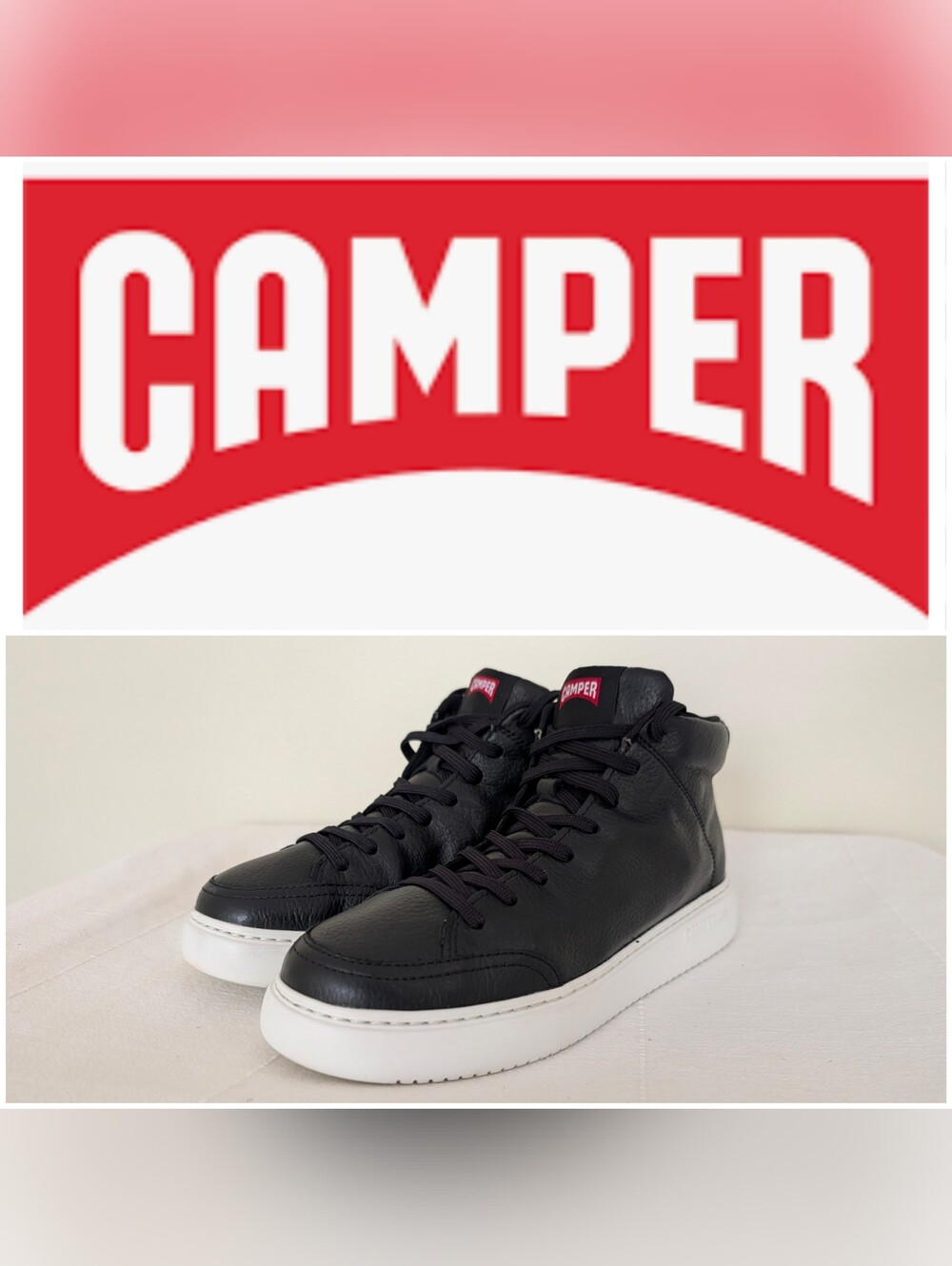 WOMEN'S CAMPER RUNNER K21 Black Leather Mid-top Boots Sneakers - EU 38/US 8 EUC!